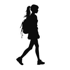 Back-to-School Silhouette of Kid with Backpack – Vector Art