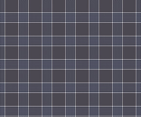 Plaid fabric pattern, gray, white, blue, seamless for textiles, and for designing clothes, skirts, pants or decorative fabrics. Vector illustration.