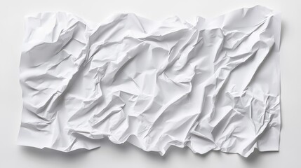 Fototapeta premium Crumpled White Paper Sheet on White Background