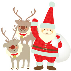 サンタクロースとトナカイのベクターイラスト