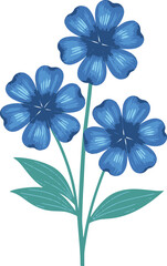 Blue flowers branch Flax icon Cartoon plant vector 
