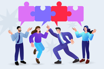 business people with puzzle pieces