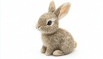 Obraz premium sitting toy rabbit on white studio background - isolated product photo