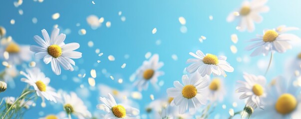 Chamomile and blue background.