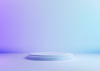 Minimalist Gradient Blue and Purple Display Stand with Circular Platform, Perfect for Showcasing Products or Artwork