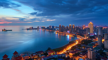 Evening City Skyline at Dusk