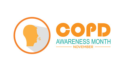 COPD Awareness Month is observed every year on November. Medical Healthcare Awareness concept. background, placard, banner template Vector illustration design.