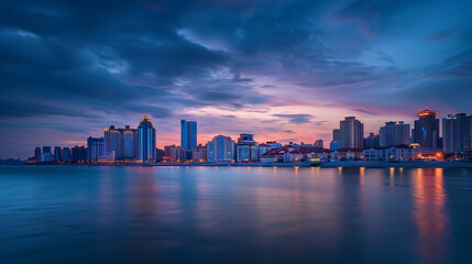 Fototapeta premium Evening City Skyline at Dusk