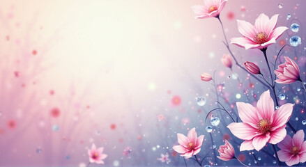 pink background with flowers