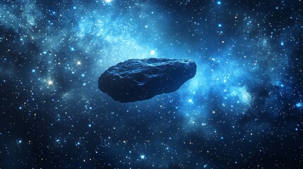 Obraz premium A large asteroid floats in space, surrounded by a vast field of stars and nebulae.