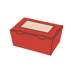 Simple paper food containers icons vector, paper takeaway food packaging icons in lineal color style