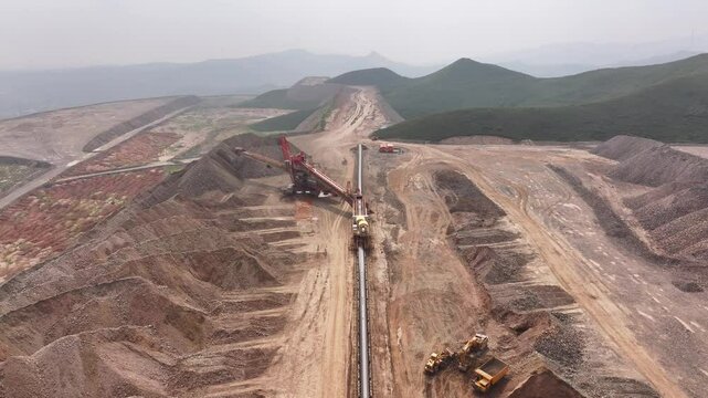 view of iron mine on hill in loess plateau