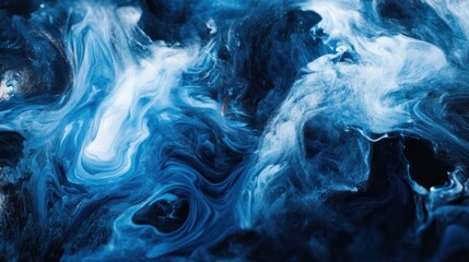 Fototapeta premium Spectacular image of dark blue and white liquid ink churning together, with a realistic texture and great quality for abstract concept. Digital art 3D illustration.