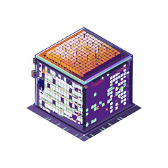 3d isometric block cubes vector illustration