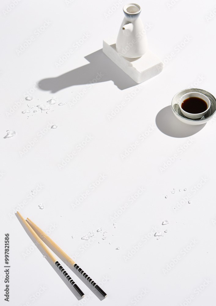 Poster minimalist japanese sushi menu background with elegant composition and soft lighting
