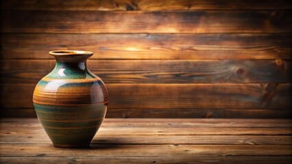 Elegant pottery on wooden table with minimal decor