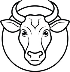 Cow head logo icon vector silhouette illustration