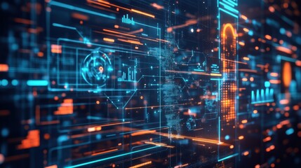 Fototapeta premium A digital transformation roadmap with key milestones and objectives, highlighting the process of integrating technology into traditional business models, Digital transformation strategy concept