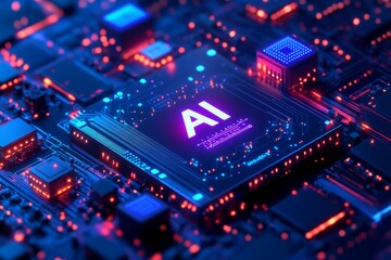 Obraz premium AI Chipset - Artificial Intelligence Power