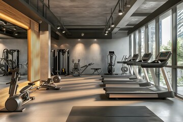 Modern gym with training equipment