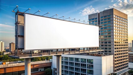 Obraz premium Empty billboard on building side, potential for advertising Bird Eye View