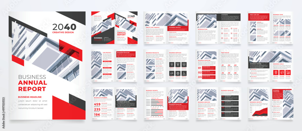 Wall mural annual report template with modern concept and minimalist layout use for business profile and produc