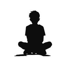 Silhouette of Boy Sitting – Vector Illustration for Children’s Designs