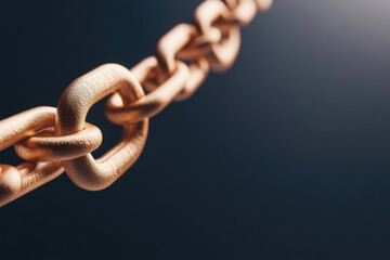 Obraz premium Golden chain links entwined in a striking composition, showcasing texture and sheen against a dark background, symbolizing strength and unity.