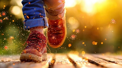 Close-up View of Little Child's Leg with Bright Red Rash, Textural Skin Detail, Softly Blurred Background