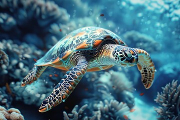 Fototapeta premium sea turtle swimming in the sea