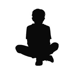 Boy Sitting Silhouette – Vector Illustration for Childhood and Family Art