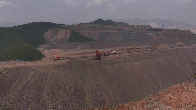 view of iron mine on hill in loess plateau