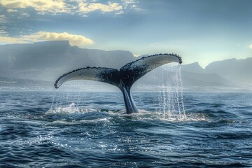 Obraz premium whale jumping in water