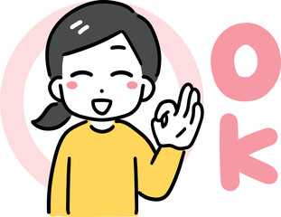 OKサインを出す笑顔の女性