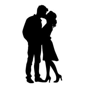 recommend clip art: Kissing Couple Silhouette Vector – Ideal for Romance and Wedding Invitations