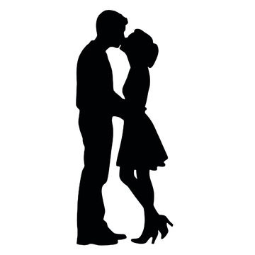 recommend clip art: Kissing Couple Silhouette Vector – Ideal for Romance and Wedding Invitations