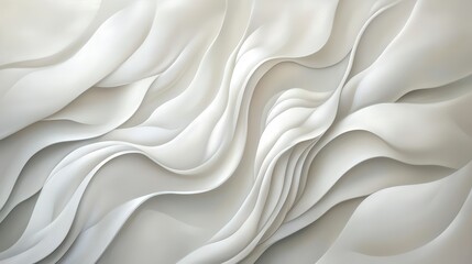 Obraz premium Abstract White Waves Wallpaper. Soft, flowing waves in various shades of white and off-white.