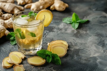 Refreshing Ginger Mint Mocktail with Fresh Herbs for a Spicy Summer Refreshment