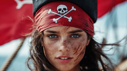 Fierce pirate with skull bandana