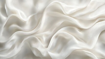 Obraz premium Abstract White Waves Wallpaper. Soft, flowing waves in various shades of white and off-white.