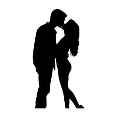 Vector Silhouette of Lovers Kissing – Ideal for Intimate and Wedding Designs