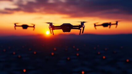 Autonomous drone fleet learning from real-time data through AI deep learning, advancing military and defense technology AI-powered, deep learning, drone technology