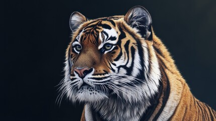 Fototapeta premium Striped tiger depicted in an artistic style at an animal exhibit