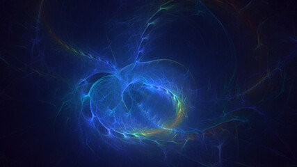 3D rendering abstract multicolored fractal light background with bright center. Its not AI Generatd illustration.