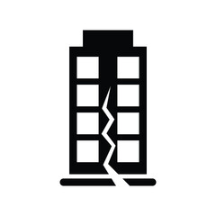 Earthquake black and white flat vector icon design. Earthquake symbol design and clip art