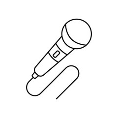 Microphone line icon design on white background with editable stroke