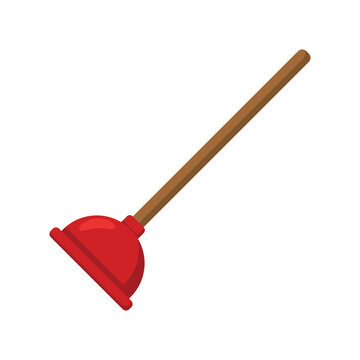 recommend clip art: Plunger. Hand tool for toilet flat vector illustration isolated on white background