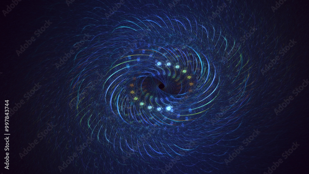 Wall mural 3d manual rendering abstract blue fractal light background. its not ai generatd illustration.