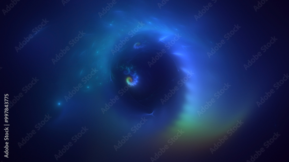 Wall mural 3d manual rendering abstract blue fractal light background. its not ai generatd illustration.
