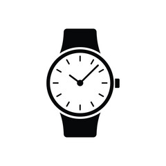 Wristwatch black and white flat vector icon design